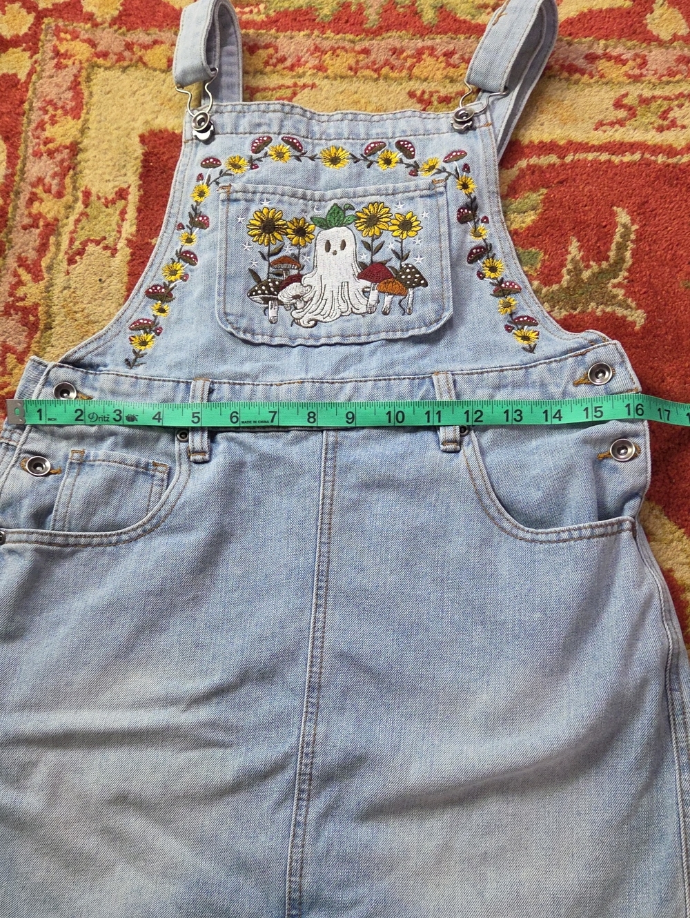 Ghost And Mushroom Embroidered Overall Dress - Picture 4 of 6